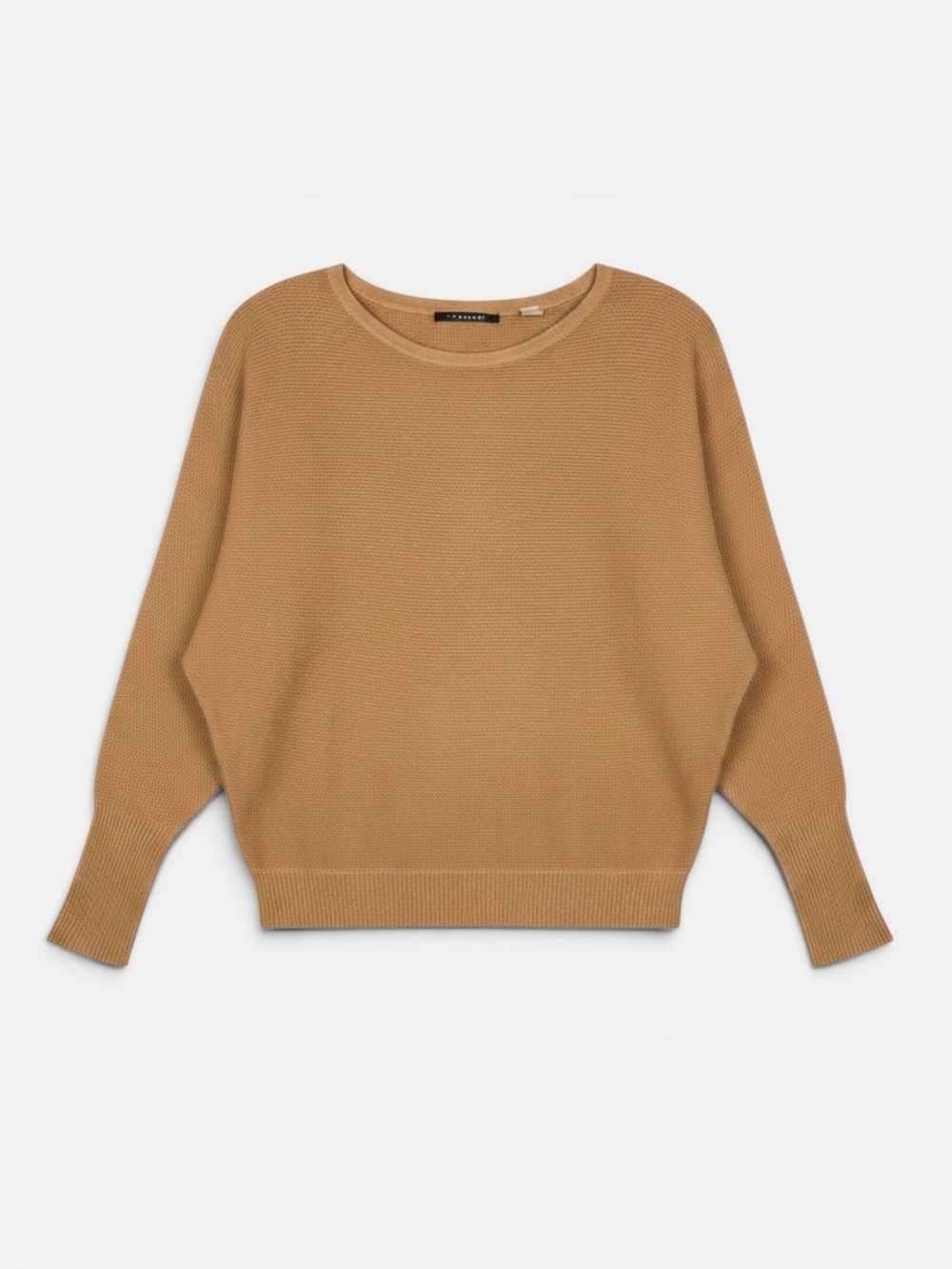 T TAHARI‎ Boatneck Dolman Sweater S Camel Brown Lightweight Waffle Knit Casual